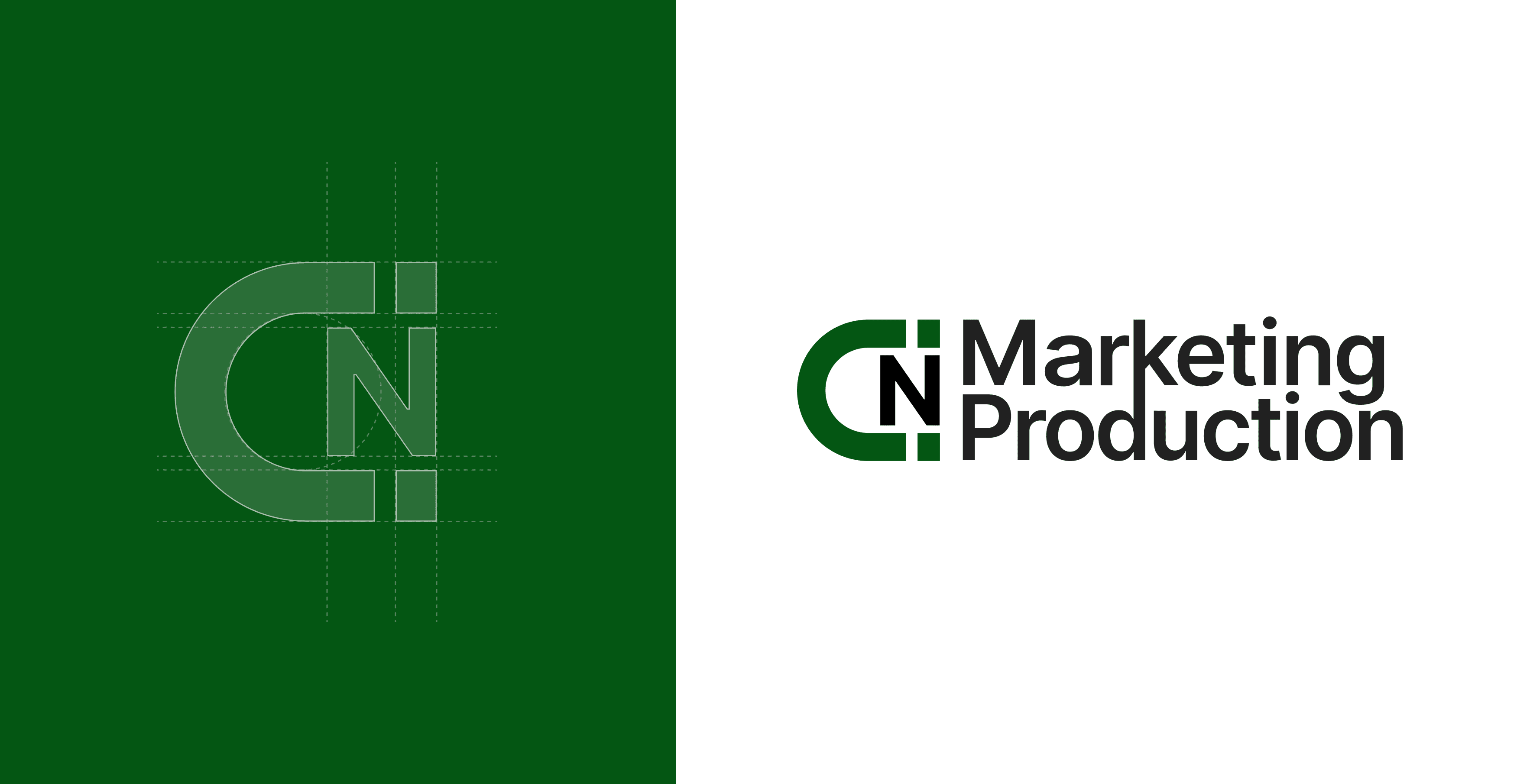 The new mark drawn on its construction grid, next to the final lockup